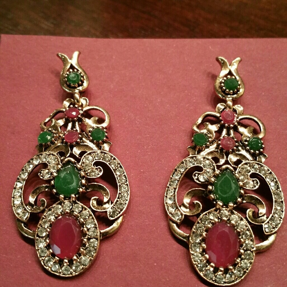 Faux Antique Estate Earrings Renaissance Style